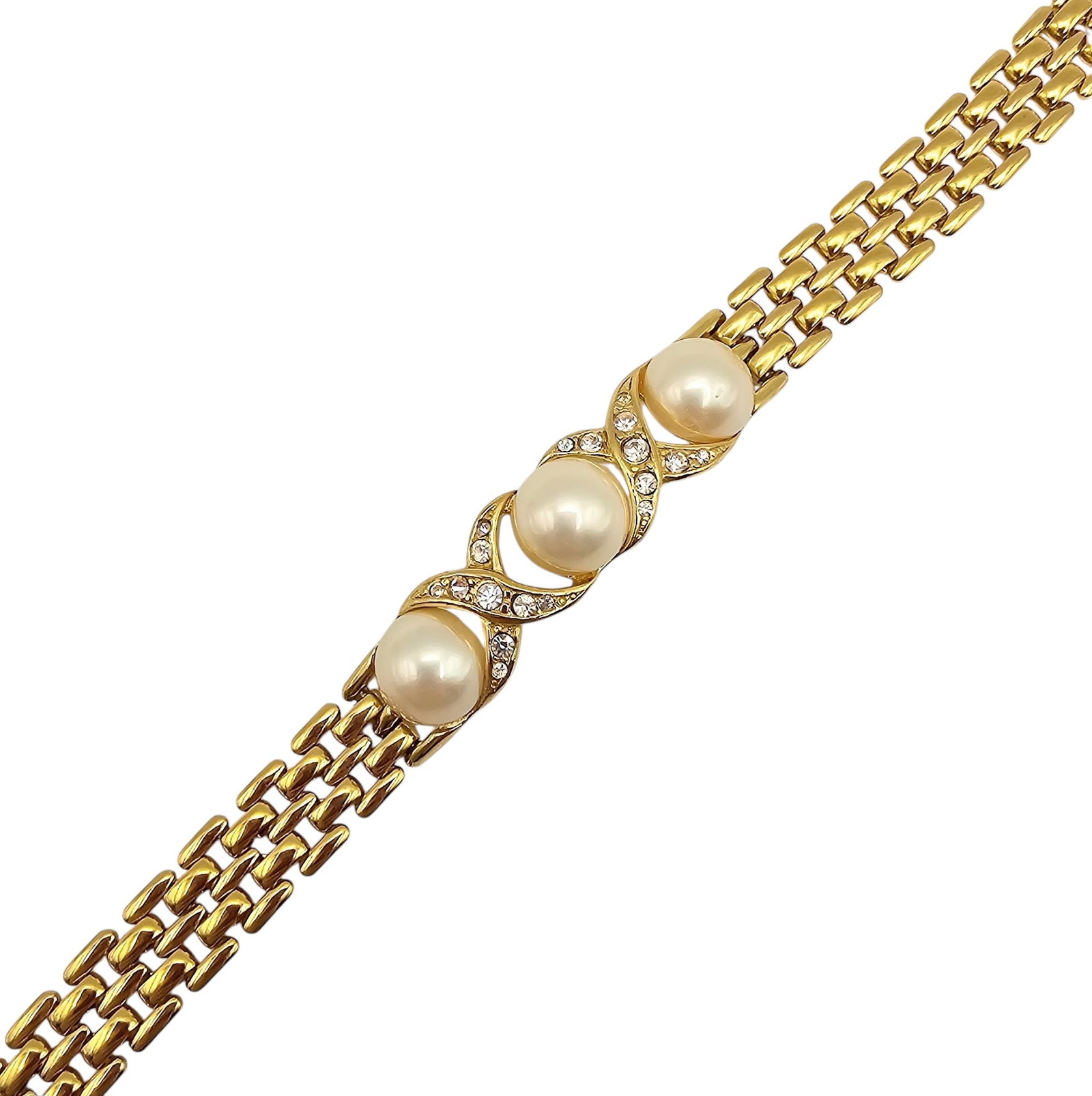 Trifari Faux Pearl Gold Tone Bracelet: Trifari Faux Pearl Gold Tone Bracelet