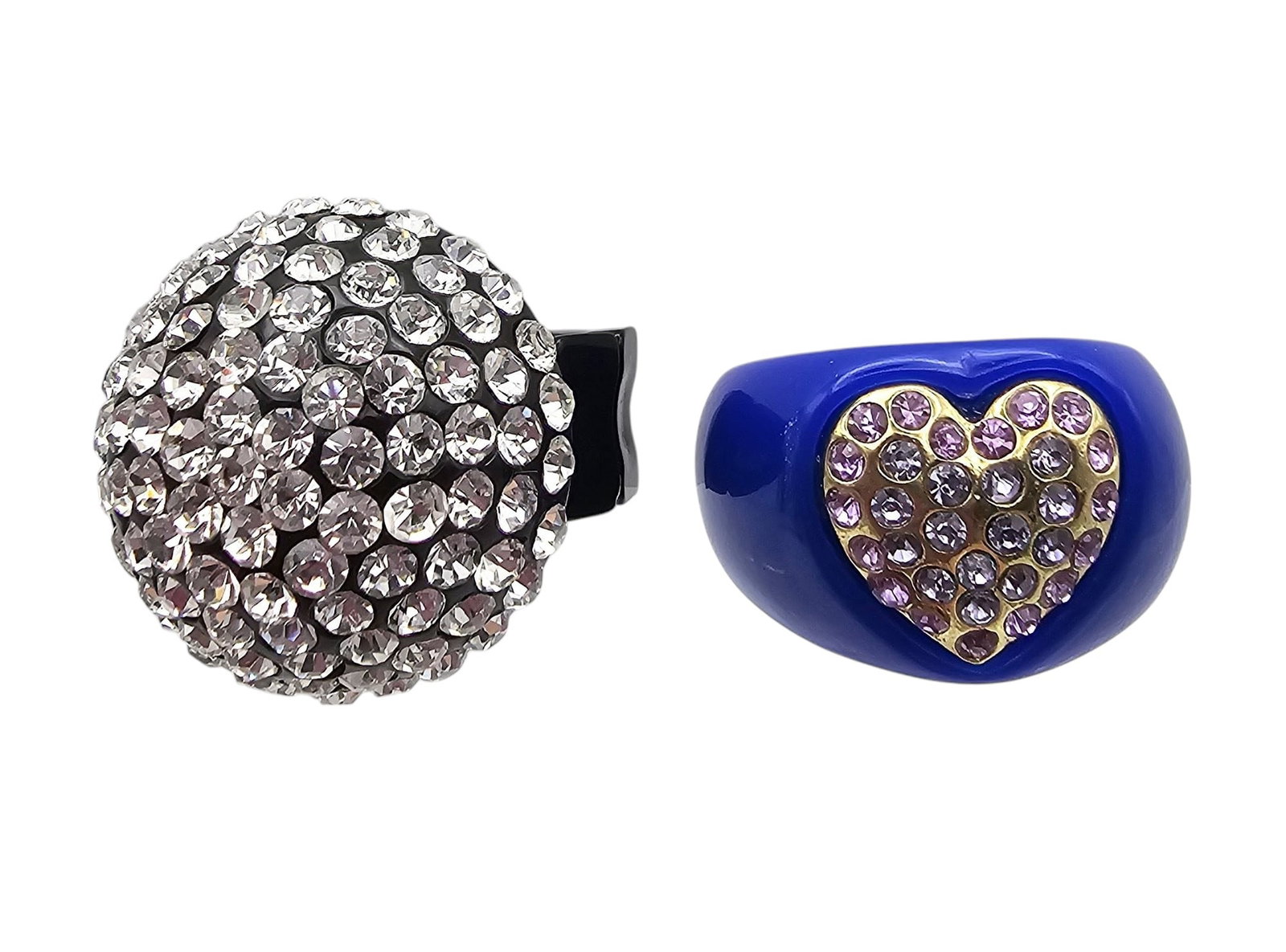 Vintage Lucite Clear Rhinestone Lot 2 Rings Size 7.5 (1 of 3)