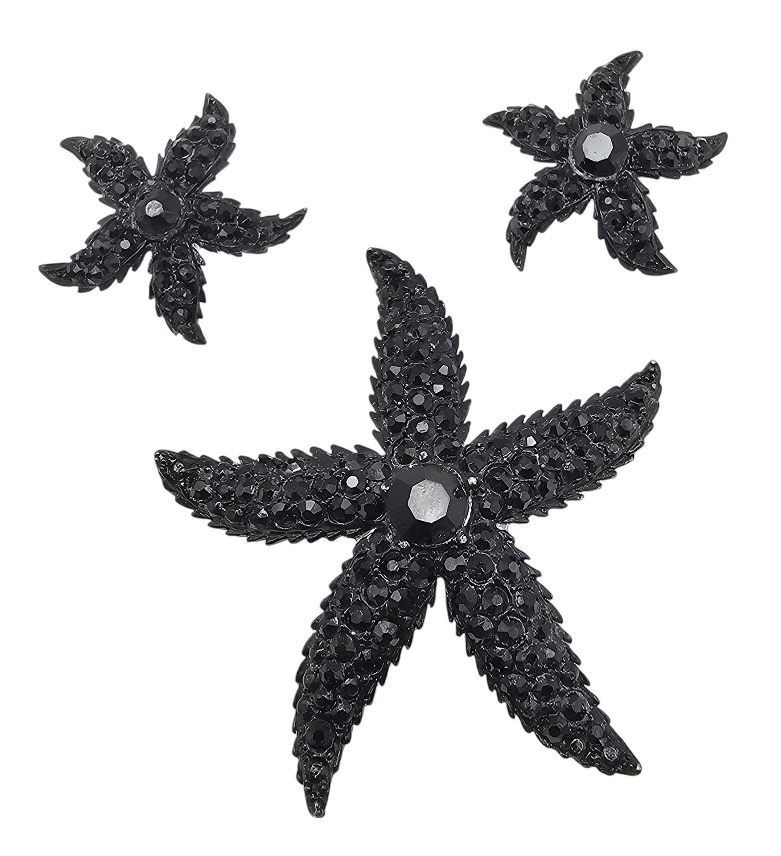 Weiss Vintage Black Rhinestone Starfish Brooch (1 of 3)