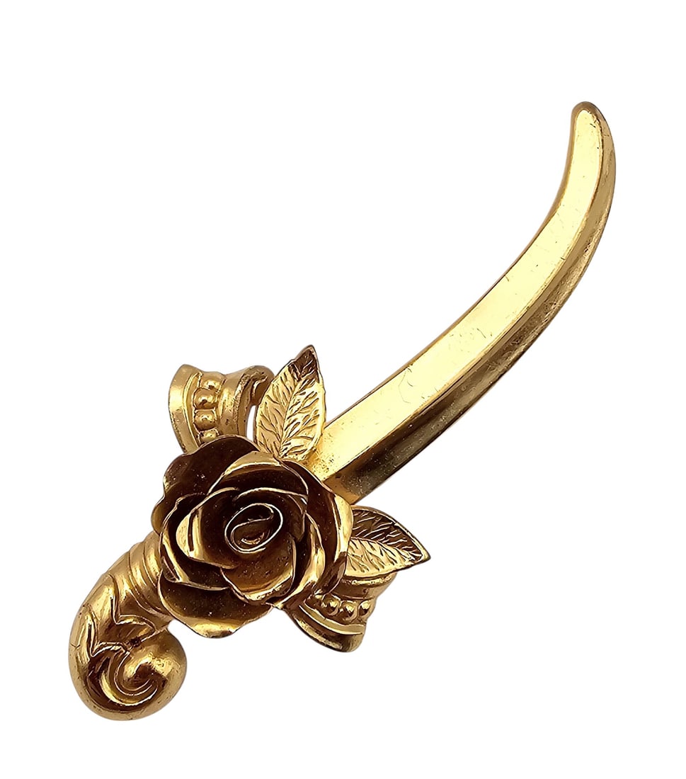 Pegasus Corocraft Gold Tone Sword Rose Brooch (1 of 3)