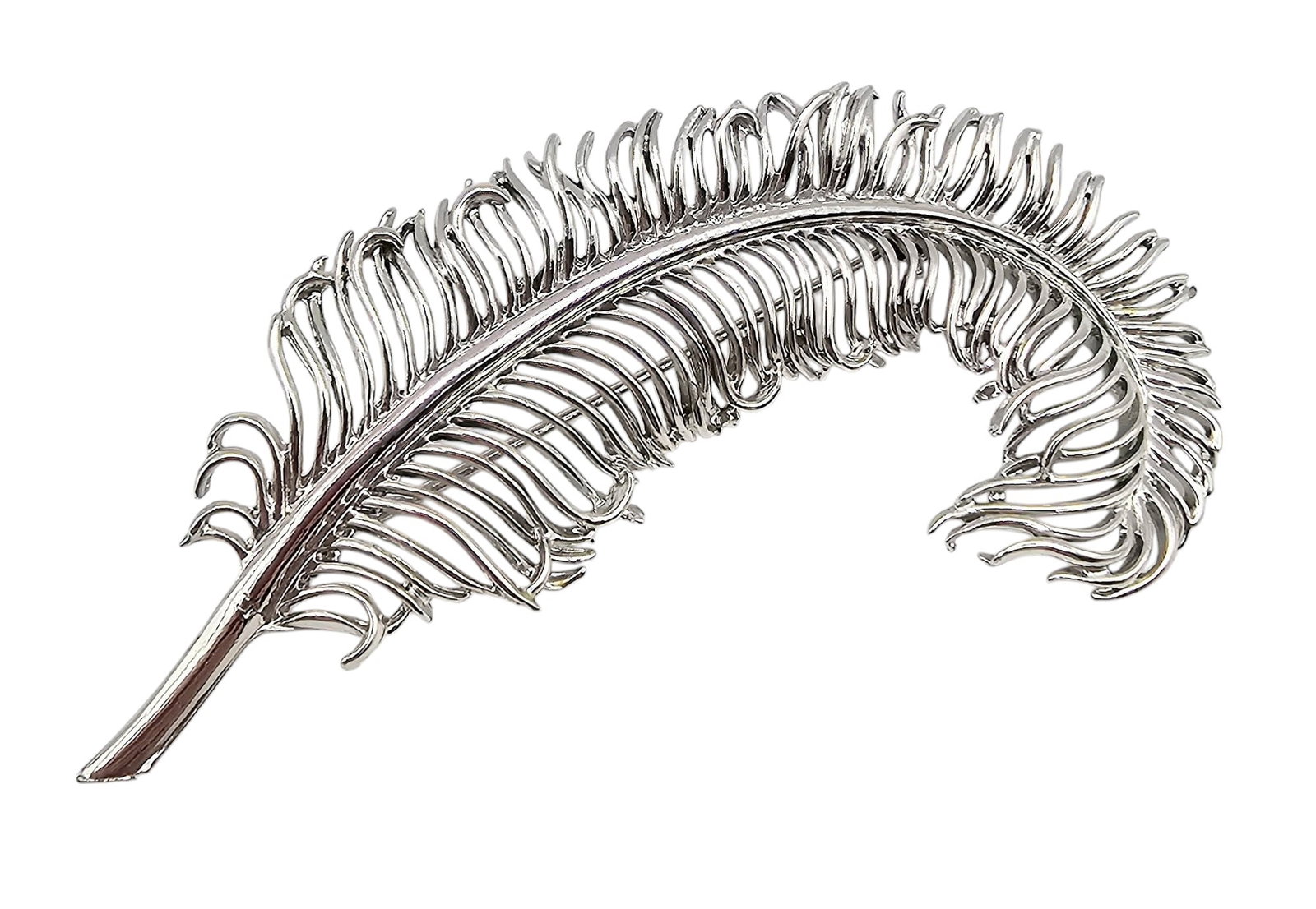 Pegasus Coro Silver Tone Open Work Feather Brooch: Pegasus Coro Silver Tone Open Work Feather Brooch