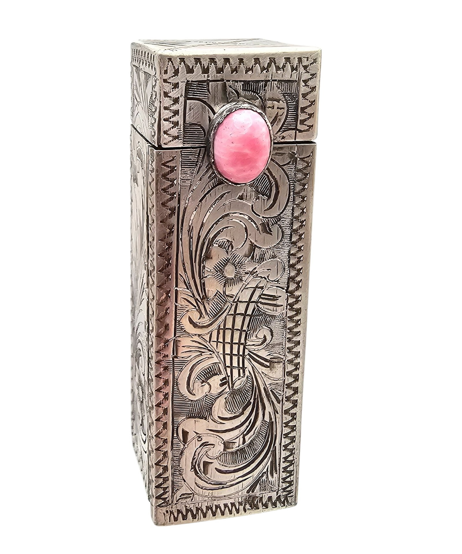 Vintage Stone 800 Silver Lipstick Holder With Mirror 29.3 G (1 of 3)