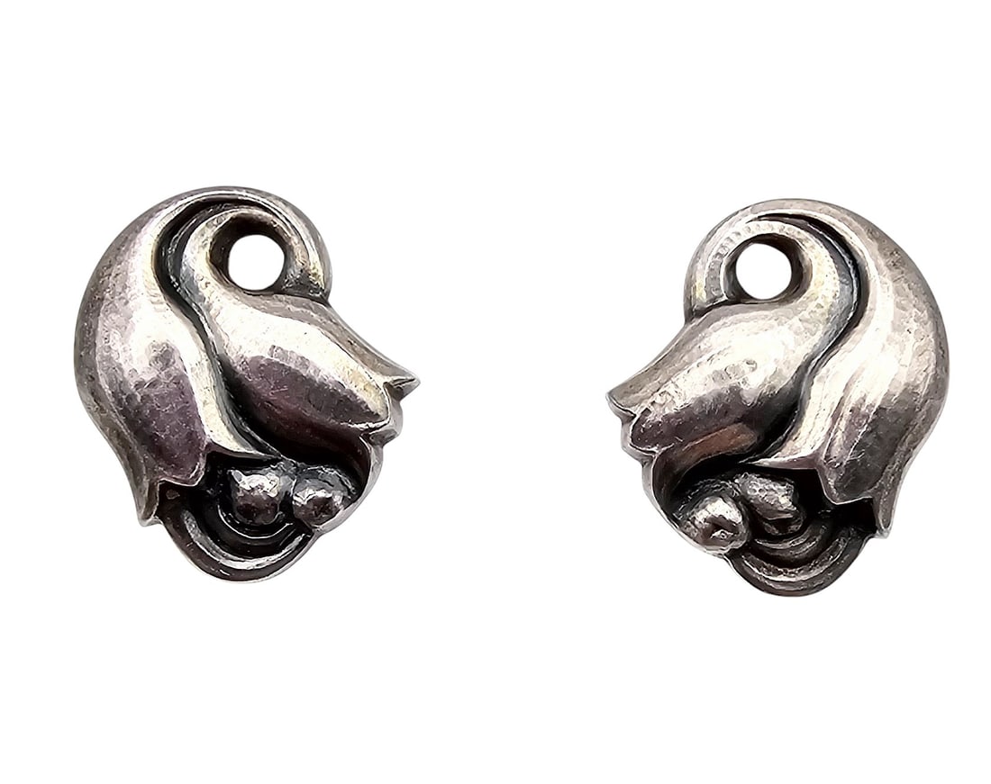 Georg Jensen 100 Sterling Silver Floral Earrings 6.5 G (1 of 3)