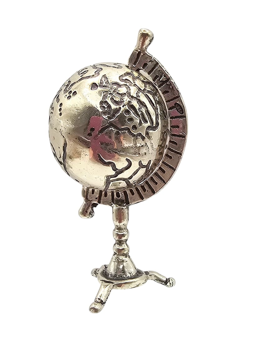 Sterling Silver Spinning World Globe Miniature 23.3 G (1 of 3)