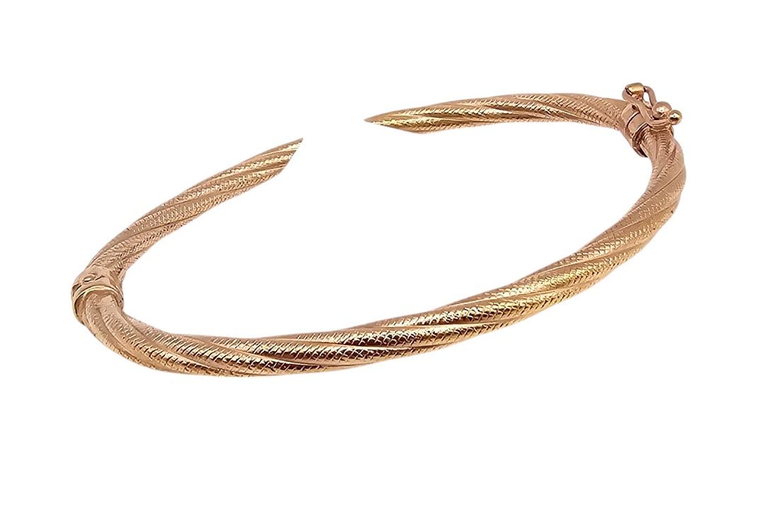 Italy IBB Rose Gold Over Sterling Silver Twist Bangle Bracelet 7.4 G (1 of 3)
