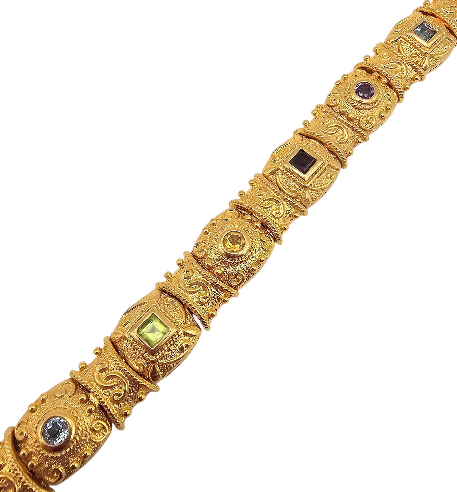 Multi Gemstone Gold Over Sterling Silver Tennis Bracelet 32.9 G (1 of 3)