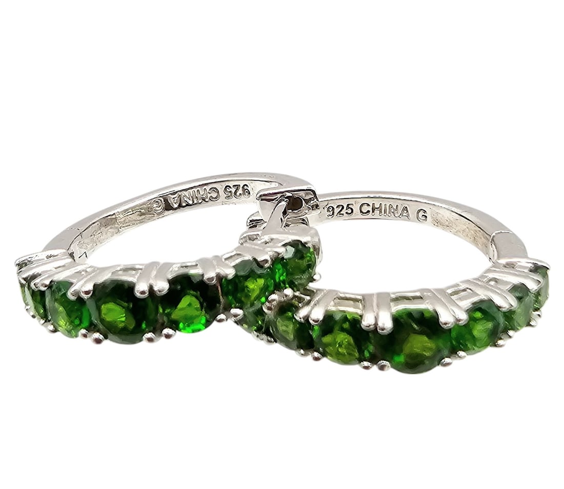 G Tourmaline Sterling Silver Hoop Earrings 4.5 G (1 of 3)