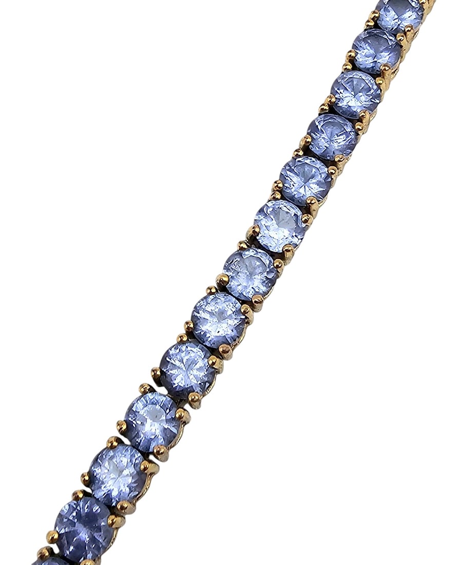 Rhinestone Gold Over Sterling Silver Tennis Bracelet 18.5 G: Rhinestone Gold Over Sterling Silver Tennis Bracelet 18.5 G