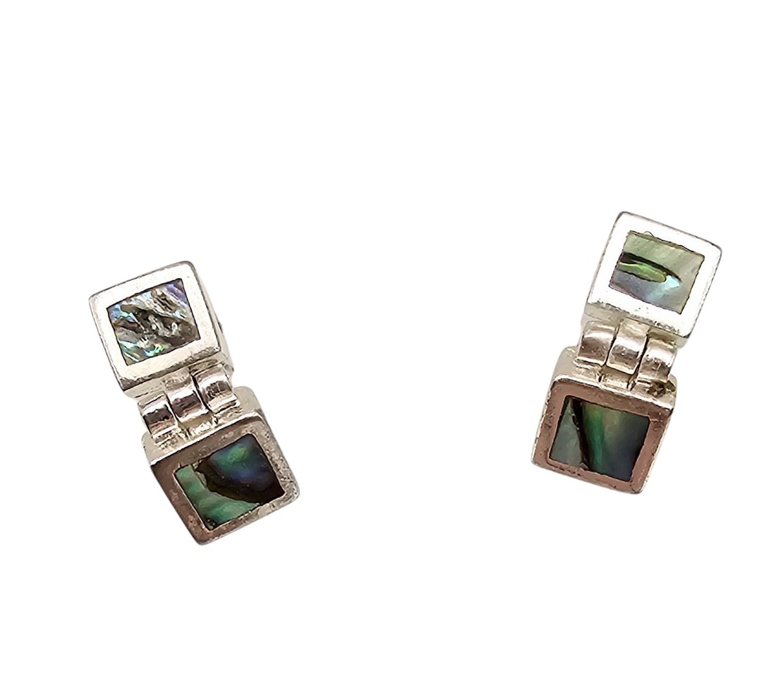 Abalone Sterling Silver Hinge Earrings 3.6 G (1 of 3)