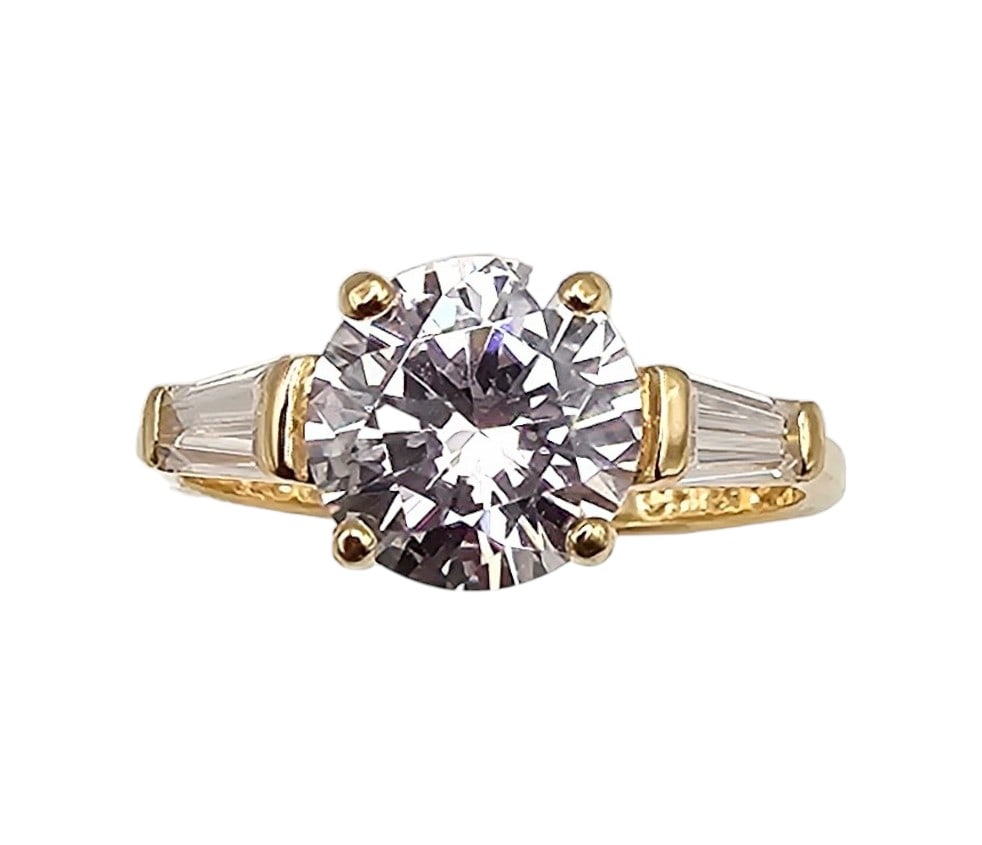 Ross Simons Rhinestone Gold Over Sterling Silver Cocktail Ring Size 6.75 2.9 G (1 of 3)