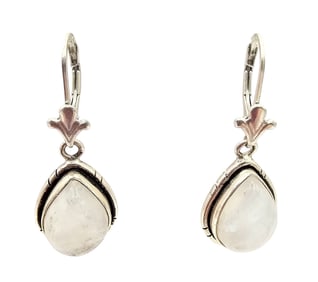 Moonstone Sterling Silver Drop Dangle Earrings 6.4 G