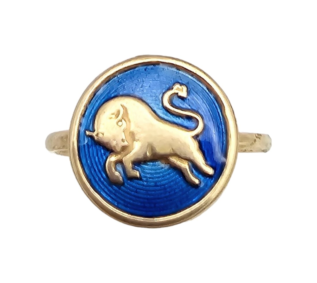 Norway David Andersen Guilloche Enamel Sterling Silver Bull Ring Size 6 2.6 G (1 of 3)