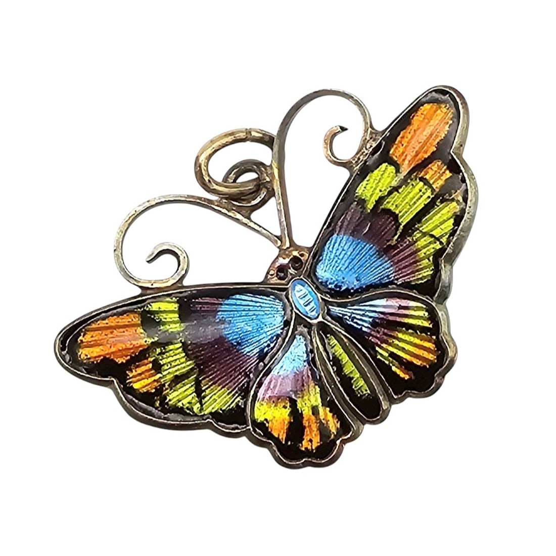 Norway David Andersen Guilloche Enamel Sterling Silver Butterfly Brooch 3.7 G (1 of 3)