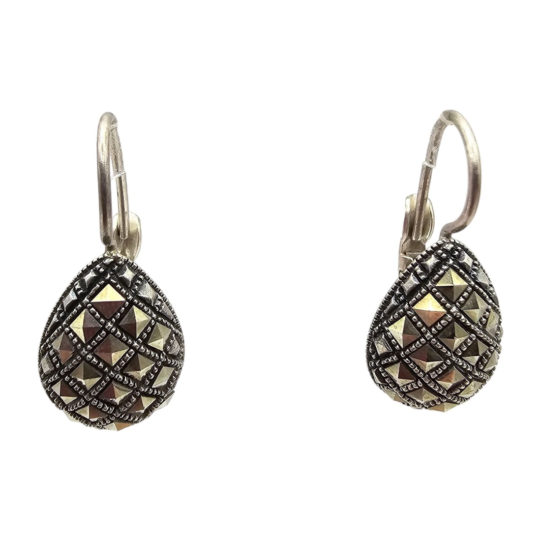 A Marcasite Sterling Silver Drop Dangle Earrings 4.9 G (1 of 3)