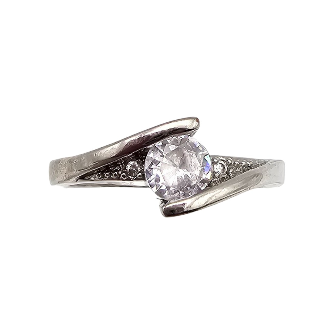 Rhinestone Sterling Silver Cocktail Ring Size 6.25 2.4 G: Rhinestone Sterling Silver Cocktail Ring Size 6.25 2.4 G
