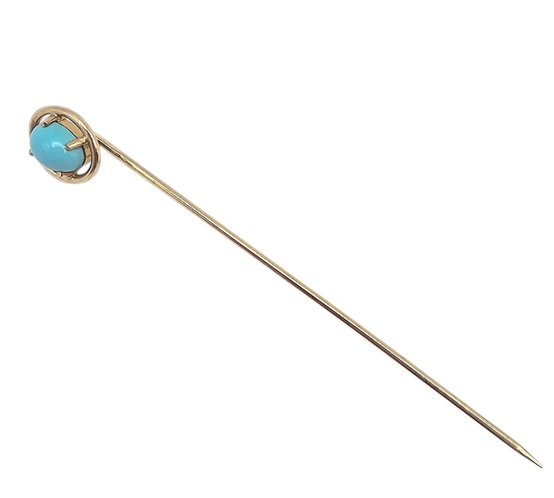 Vintage Turquoise 14K Gold Lapel Pin 1.3 G (1 of 3)
