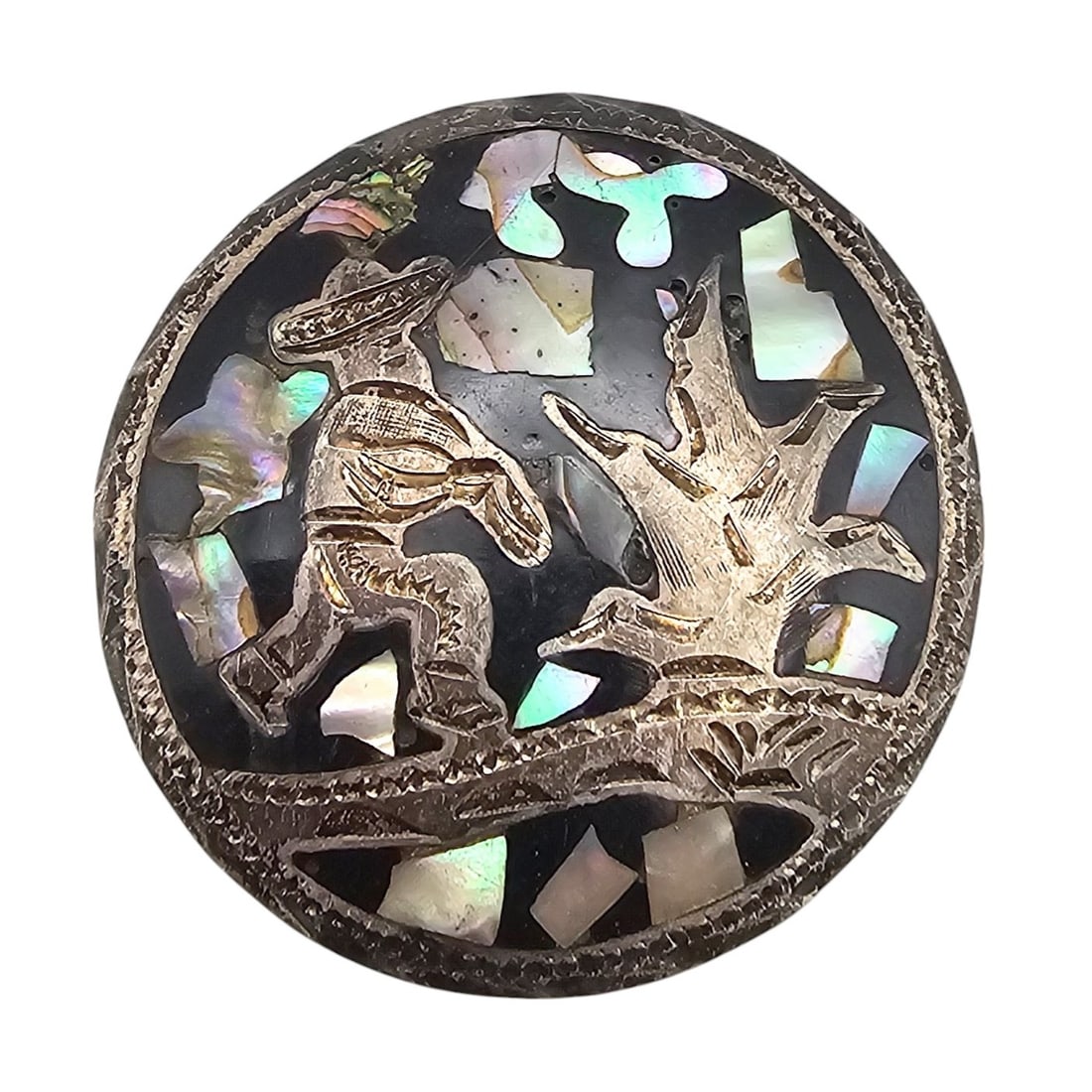 Mexico Abalone Sterling Silver Man Running Brooch 9.3 G (1 of 3)