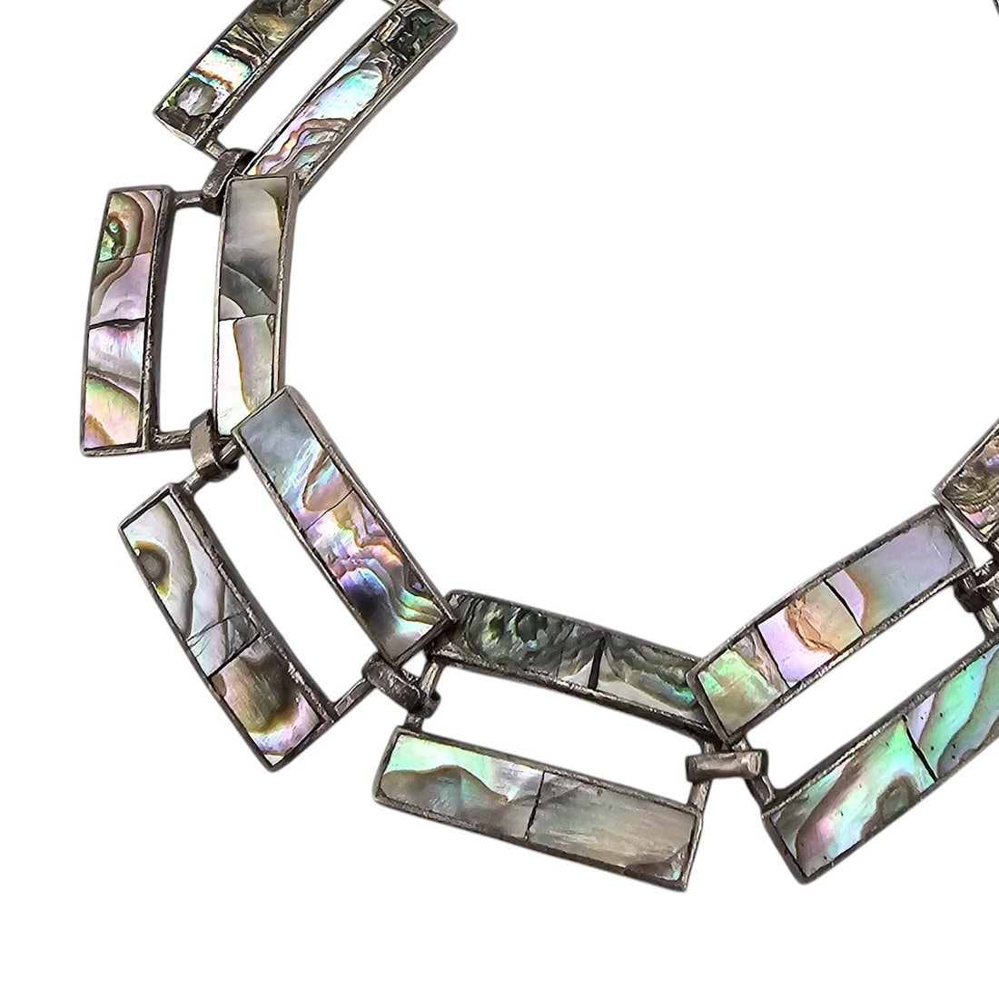 Mexico Abalone Sterling Silver Link Bracelet 16 G (1 of 4)