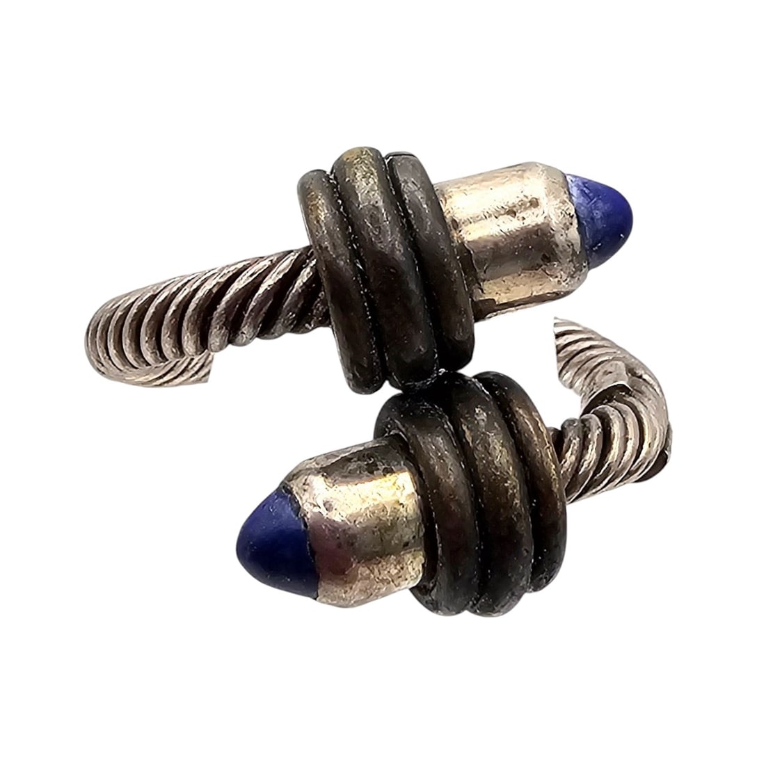 Mexico Lapis Sterling Silver Ring Size 8 11.9 G (1 of 4)