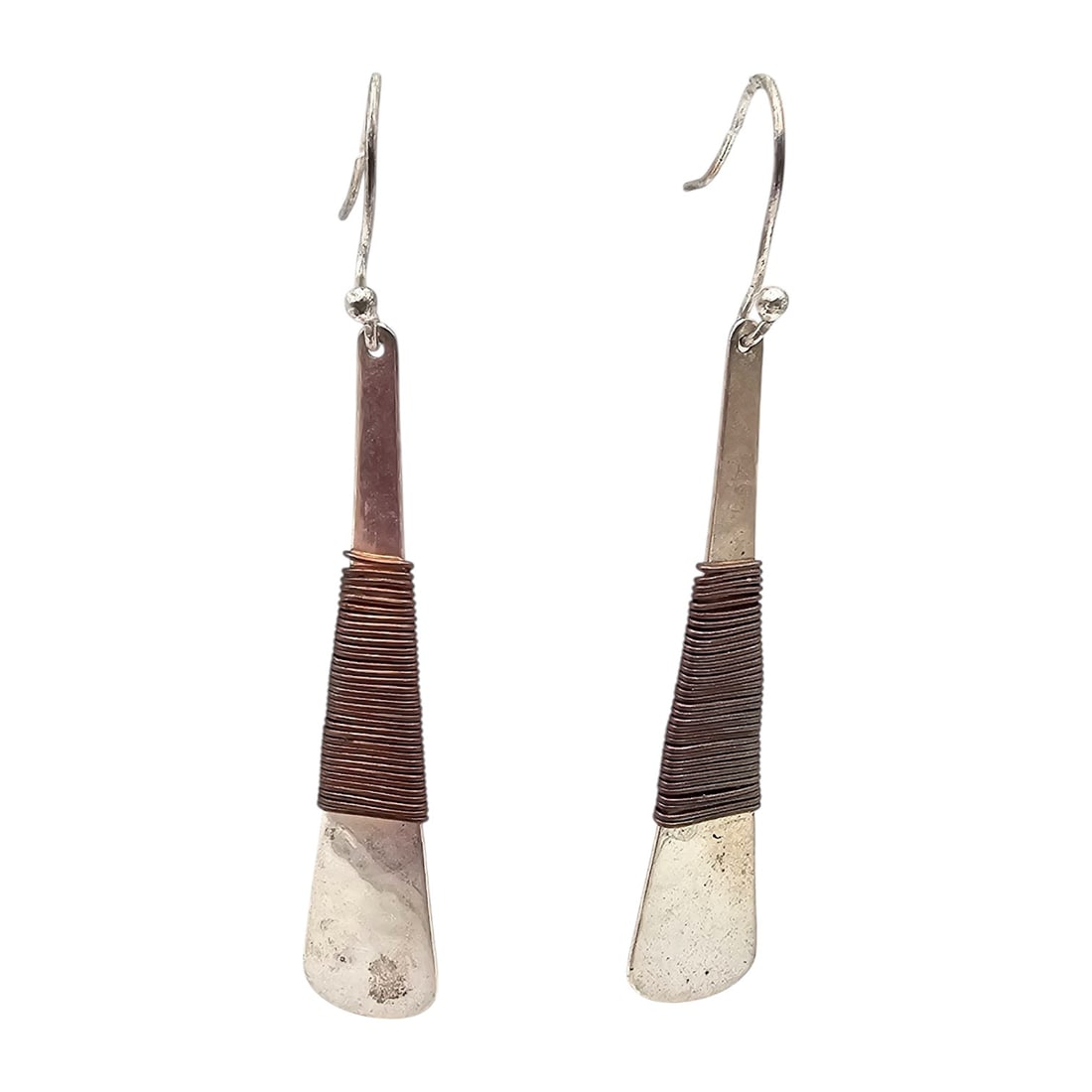 Mexico Sterling Silver Copper Drop Dangle Earrings 8.1 G (1 of 3)