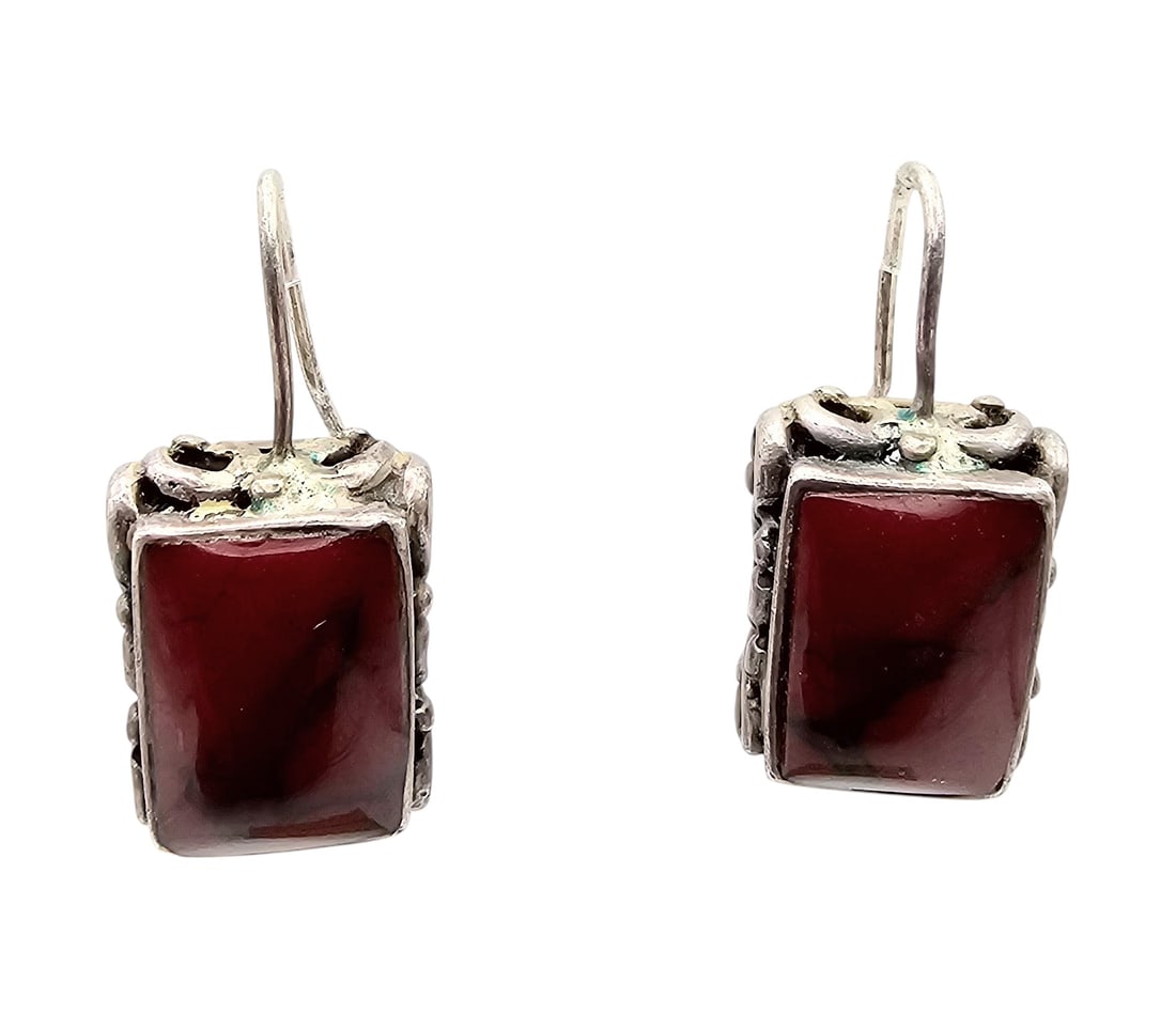 Mexico Jasper Sterling Silver Drop Dangle Earrings 7.6 G (1 of 3)