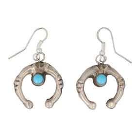 Tonya Yazzie Navajo Kingman Turquoise Sterling Naja Earrings