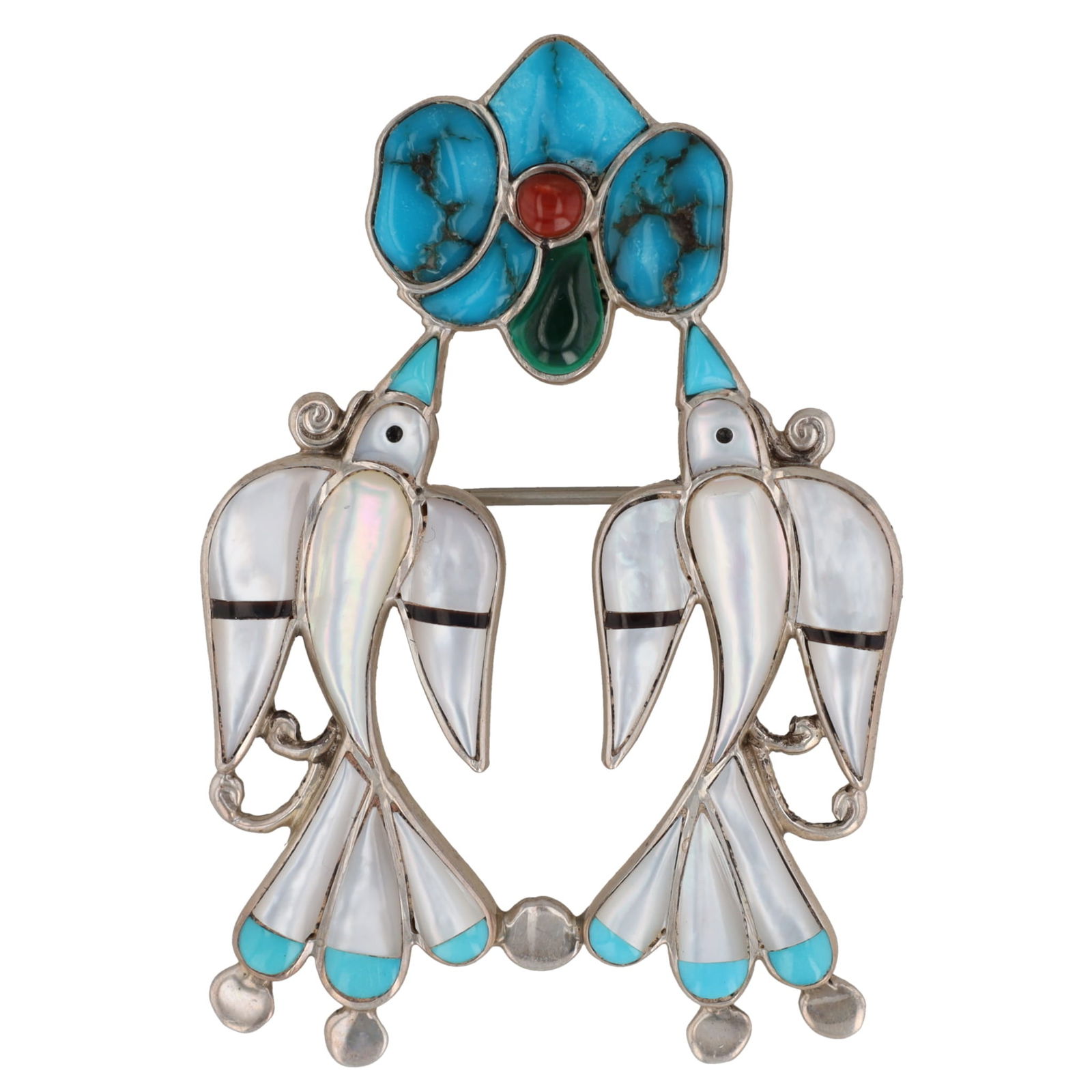 G. Quam Zuni Multi Stone Sterling Inlay Bird Brooch Pendant (1 of 4)