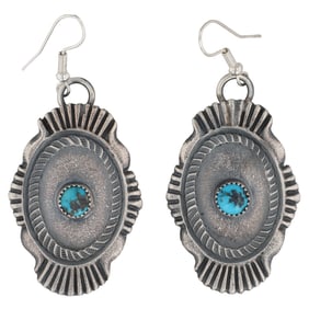 Kevin Billah Sterling Navajo Kingman Turquoise Earrings