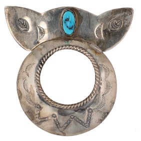 W. Chee Sterling Navajo Turquoise Brooch