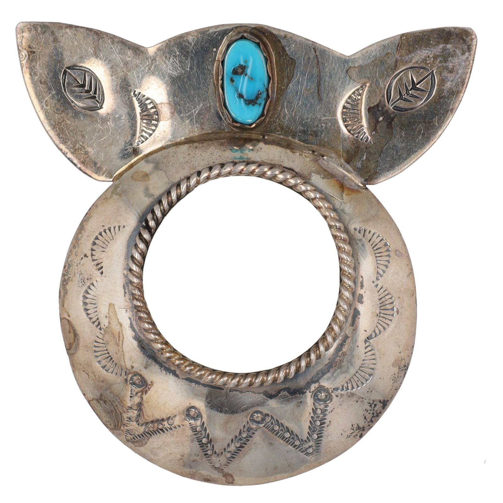 W. Chee Sterling Navajo Turquoise Brooch: W. Chee Navajo Turquoise Sterling Brooch 12g