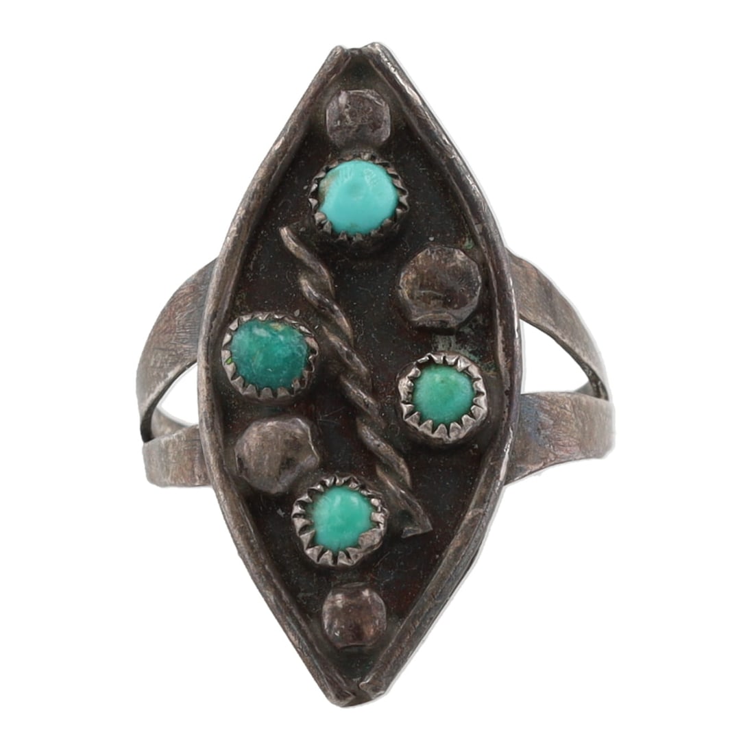 Vintage Sterling Navajo Snake Eye Turquoise Ring Sz 5.25 (1 of 5)