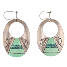 D. Martinez & R. Boyd Sterling Navajo Multistone Inlay Earrings