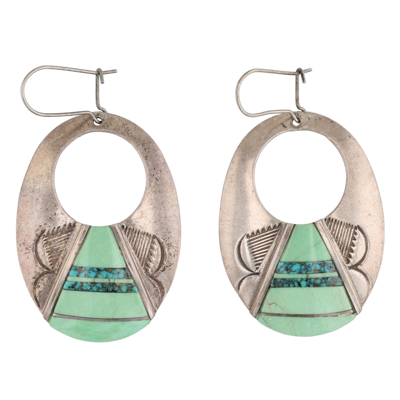 D. Martinez & R. Boyd Sterling Navajo Multistone Inlay Earrings (1 of 4)
