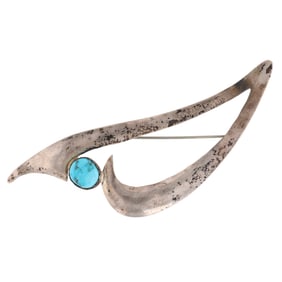 Roger Skeet Sterling Navajo Turquoise Brooch