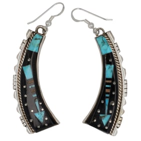 Ray Jack Sterling Navajo Night Sky Multistone Inlay Earrings