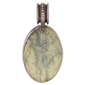Signed RH Navajo Carved Horse Sterling Pendant