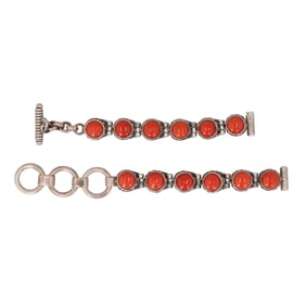 Happy Piasso Sterling Navajo Coral Watch Band