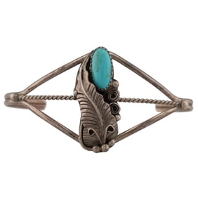 Cecil Henry Sterling Navajo Turquoise Cuff Bracelet