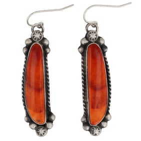 Augustine Largo Sterling Navajo Spiny Oyster Earrings