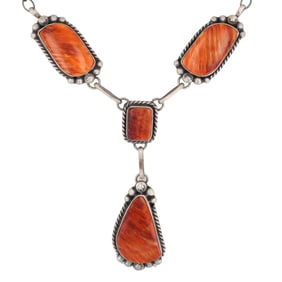 Augustine Largo Sterling Navajo Spiny Oyster Necklace