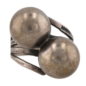 Vintage Sterling Navajo Ball Ring Sz 5