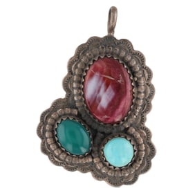 Rose Begay Sterling Navajo Multistone Pendant