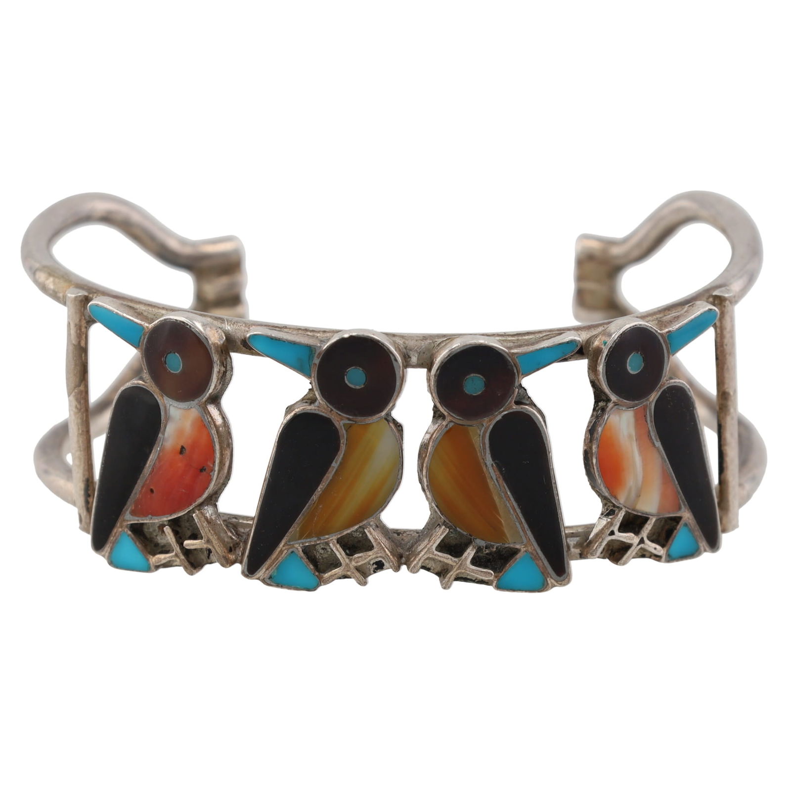 Vintage Sterling Zuni Bird Inlay Cuff Bracelet (1 of 5)
