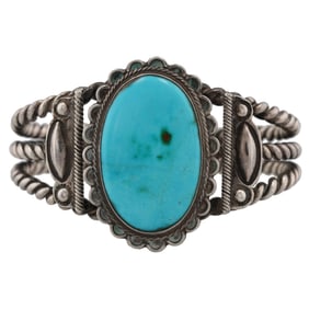 Vintage Sterling Navajo Turquoise Cuff Bracelet