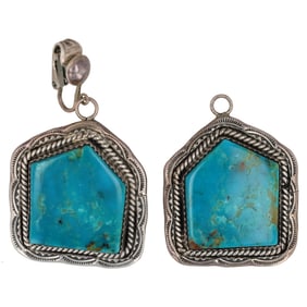 Nila Cook Johnson Sterling Navajo Turquoise Clip On Earrings