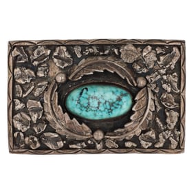 Tom Willeto Sterling Navajo Turquoise Belt Buckle