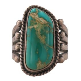 Vintage Sterling Turquoise Navajo Ring Sz 8.5