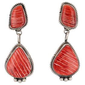 Judith Dixon Sterling Navajo Spiny Oyster Earrings