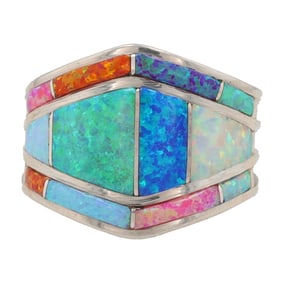 Andrew Enrico Sterling Navajo Multistone Inlay Ring Sz 9.5