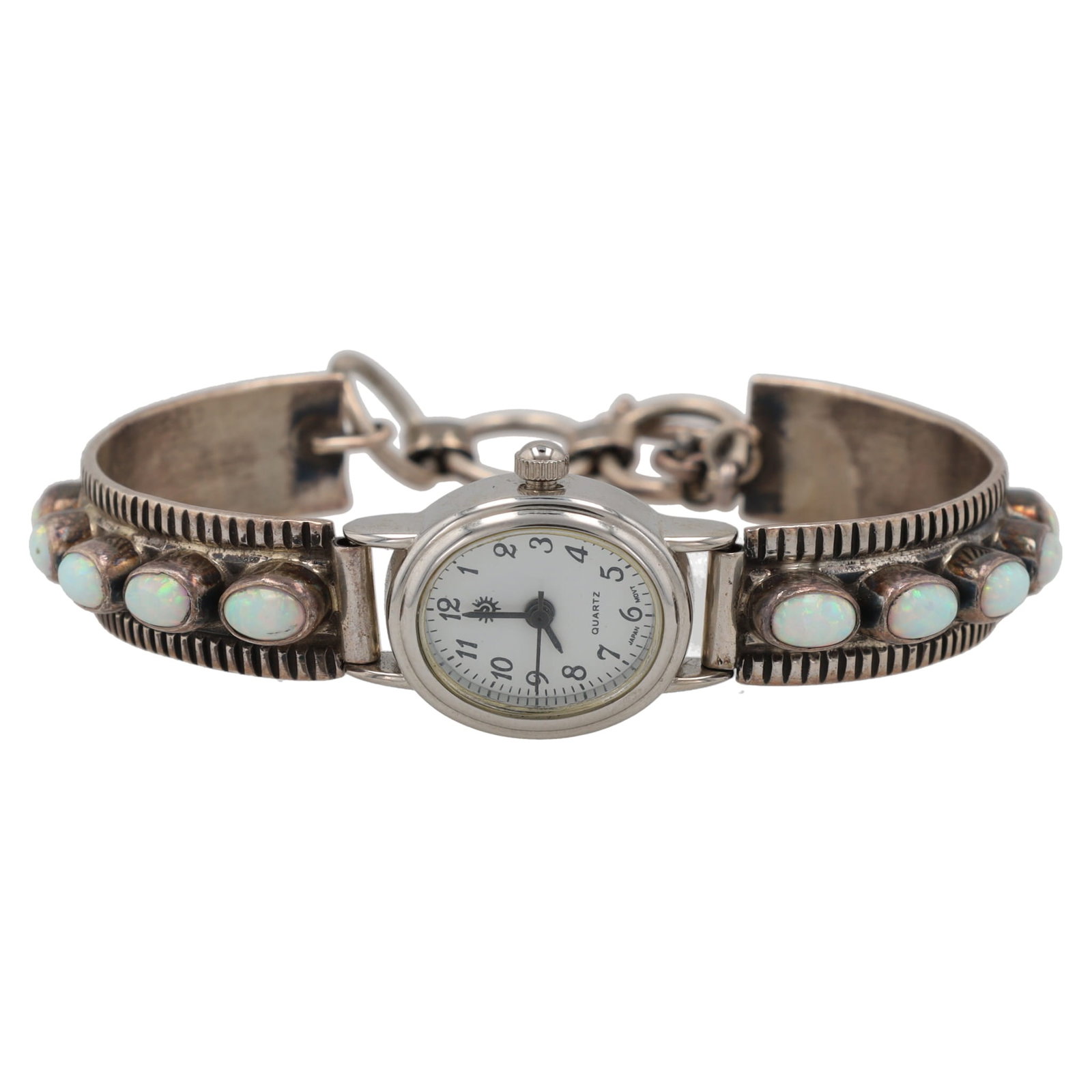 Darrell Cadman Sterling Navajo Opal Toggle Clasp Watch: Darrell Cadman Navajo Opal Sterling Toggle Clasp Watch 28g